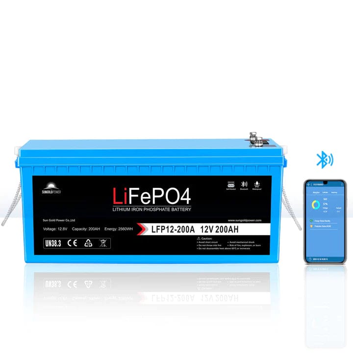 Ben's Discount Supply Solar Batteries 12V 200AH LiFePO4 Deep Cycle Lithium Battery / Bluetooth /Self-Heating / IP65 - Free Shipping!