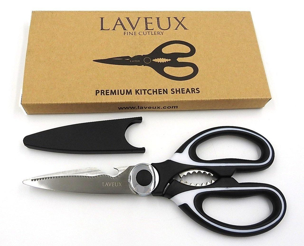 LAVEUX Home Essentials LAVEUX Premium Kitchen Scissors Heavy Duty Shears for Meat, Poultry, Fish, Herbs, Stainless Steel with Bonus Blade Cover, Ergonomic Handles for Easy, Comfortable Multi-Purpose Cutting FREE SHIPPING!