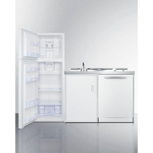 Summit Prefabricated Kitchens &amp; Kitchenettes Summit 71&quot; Wide All-In-One Kitchenette with Dishwasher ACKDW721G