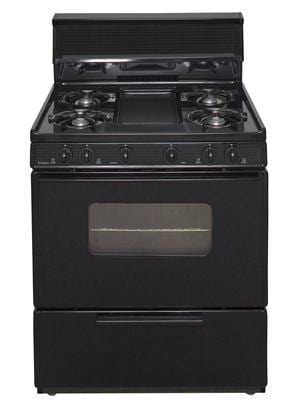 Premier Natural Gas Range/Stove Premier BFK5S9BP 30&quot; Battery Ignition Gas Range with 5 Cooktop Burners and Griddle Black - CALL FOR AVAILABILITY