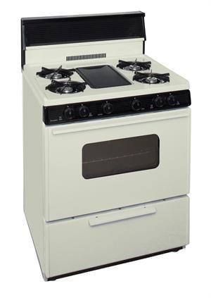 Premier Natural Gas Range/Stove Premier BFK5S9TP 30 Inch Battery Gas Range with 5 Cooktop Burners and Griddle Biscuit with Black Trim CALL FOR AVAILABILITY