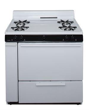 Premier Natural Gas Range/Stove Premier BLK100WP 36" Battery Ignition Gas Range White with Black Trim CALL FOR AVAILABILITY