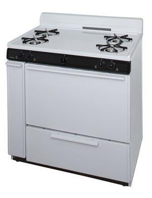 Premier Natural Gas Range/Stove Premier BLK100WP 36&quot; Battery Ignition Gas Range White with Black Trim CALL FOR AVAILABILITY