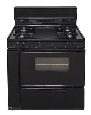 Premier Natural Gas Range/Stove Premier BLK5S9BP 36" Battery Ignition Gas Range with 5 Cooktop Burners and Griddle Black on Black CALL FOR AVAILABILITY