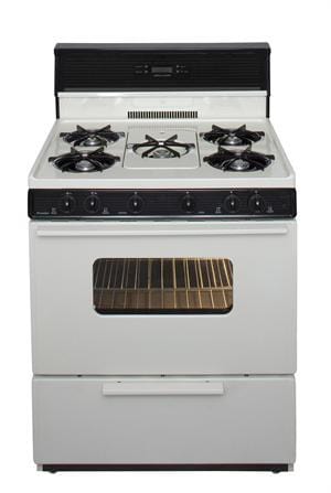 Premier Natural Gas Range/Stove Premier SFK249TP 30&quot; Electronic Ignition Gas Range with 5 Cooktop Burners and Griddle - Biscuit with Black Trim