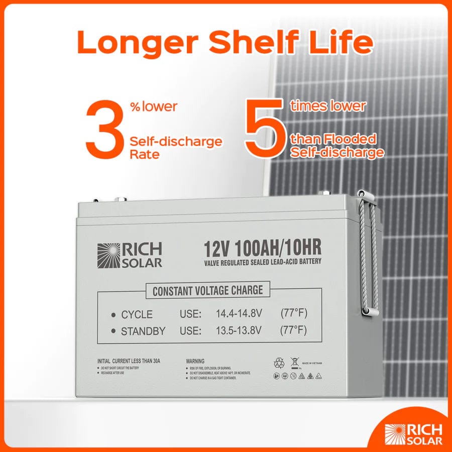 Rich Solar Solar Batteries 12V 100Ah Deep Cycle AGM Battery - Free Shipping