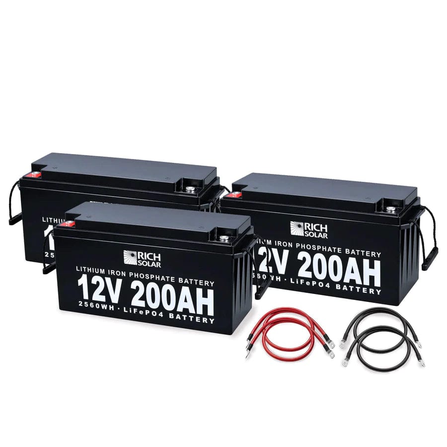 Rich Solar Solar Batteries 12V - 600AH - 7.6kWh Lithium Battery Bank - Free Shipping!