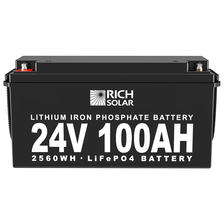 Rich Solar Solar Batteries 24V 100Ah LiFePO4 Lithium Iron Phosphate Battery - Free Shipping!