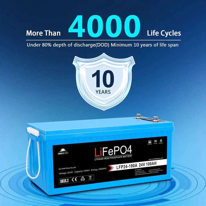 Rich Solar Solar Batteries 4 X 24V 100AH LiFePO4 Deep Cycle Lithium Battery / Bluetooth /Self-Heating / IP65 - Free Shipping!