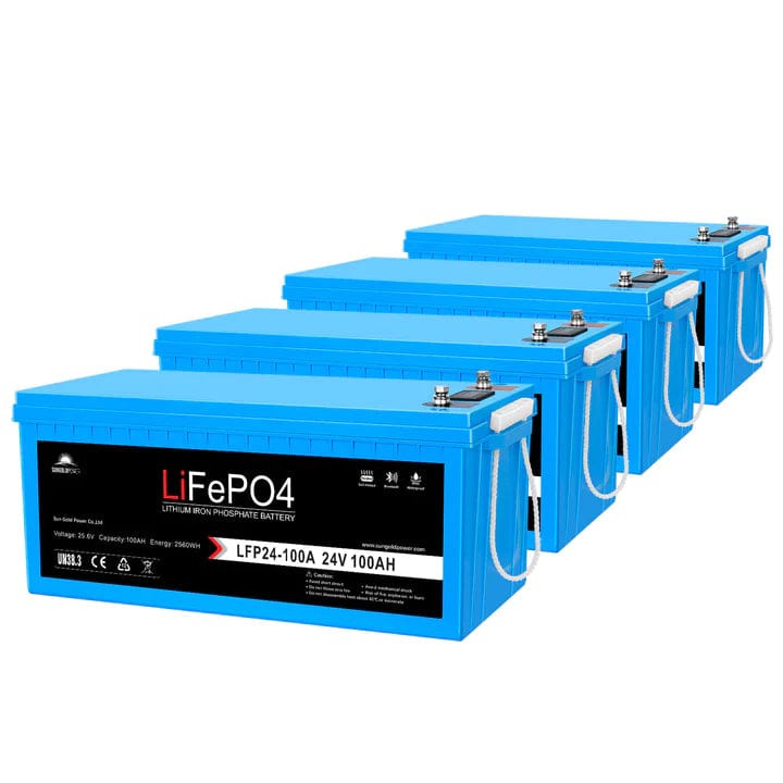 Rich Solar Solar Batteries 4 X 24V 100AH LiFePO4 Deep Cycle Lithium Battery / Bluetooth /Self-Heating / IP65 - Free Shipping!