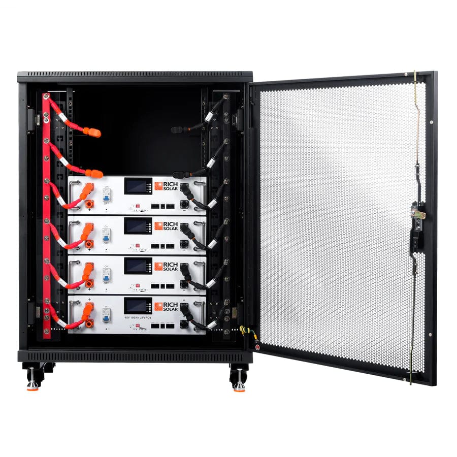 Rich Solar Solar Batteries 4 Batteries + Free Rack Alpha 5 Server Lithium Iron Phosphate Battery - Free Shipping!