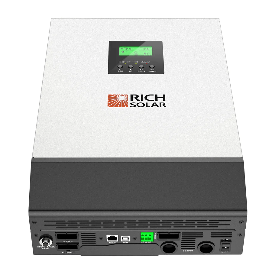 Rich Solar Solar Charge Controllers and Inverters Hybrid Off-Grid Inverter | 2400W 24V 120A Output + 2.4kW Solar Input | 80A MPPT Charge Controller (Grid Feedback Optional) - Free Shipping