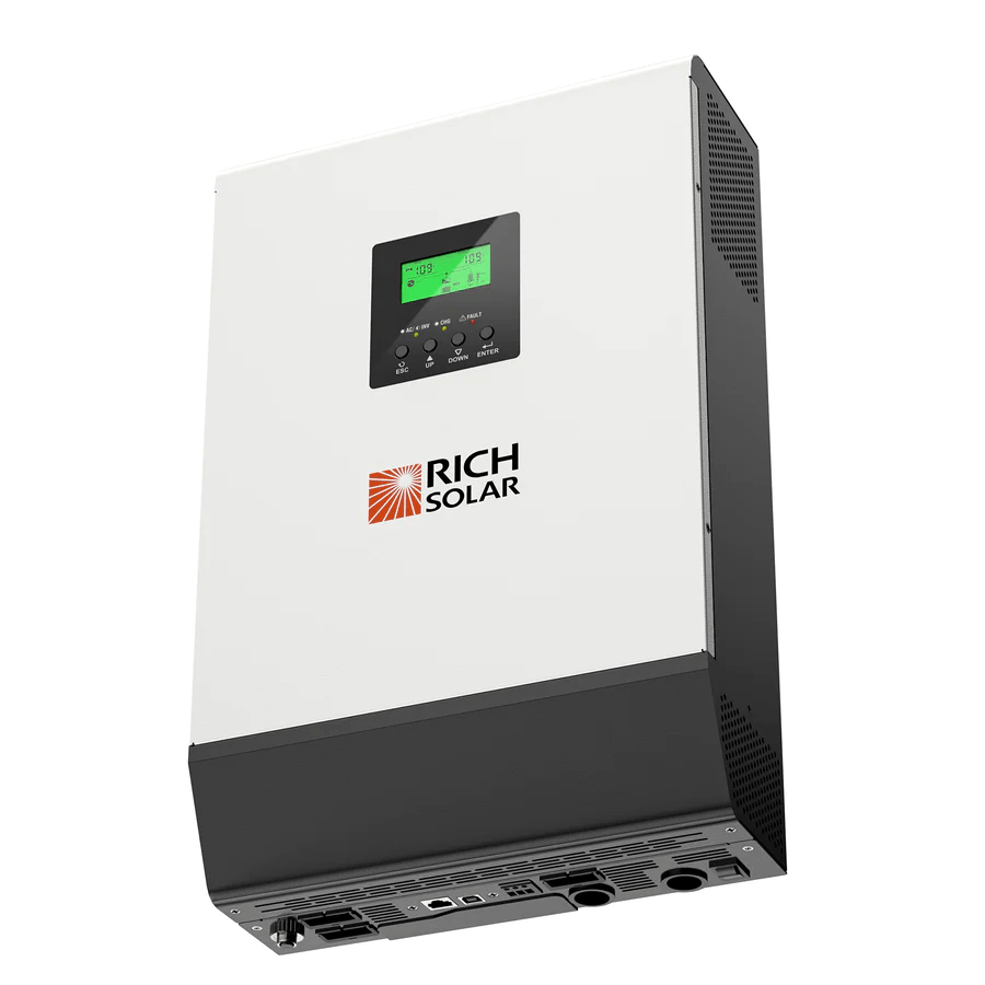 Rich Solar Solar Charge Controllers and Inverters Hybrid Off-Grid Inverter | 2400W 24V 120A Output + 2.4kW Solar Input | 80A MPPT Charge Controller (Grid Feedback Optional) - Free Shipping