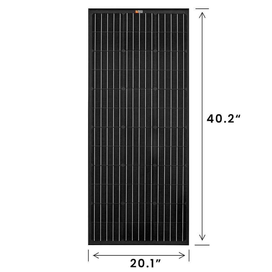 Rich Solar Solar Panels MEGA 100 ONYX | 100 Watt Monocrystalline Solar Panel | Best 12V Black Panel for VAN RVs and Off-Grid | 25-Year Output Warranty - Free Shipping!
