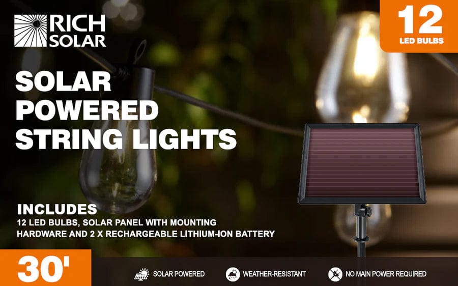 Rich Solar Solar Power Kits Solar Powered String Lights 12 Led Bulbs