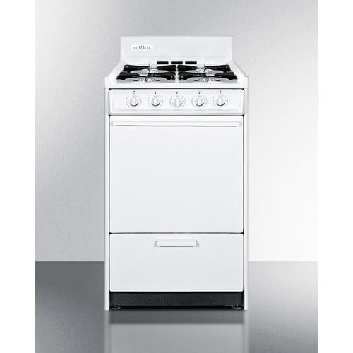 Summit Natural Gas Range/Stove Summit 20" Wide Natural Gas Range, Battery Ignition (White) WNM110P