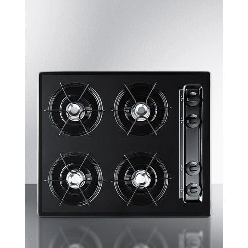 Summit Gas Cooktop Summit 24" Wide 4-Burner Gas Cooktop; Battery Ignition; Black  TNL03P