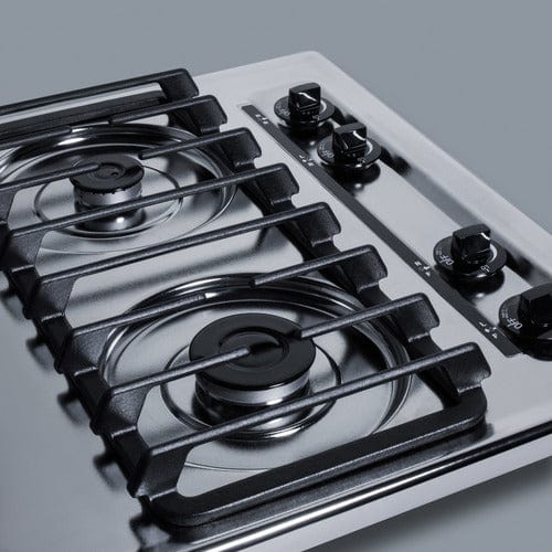 Summit Gas Cooktop Summit 24&quot; Wide 4-Burner Natural Gas Cooktop (Brushed Chrome) ZTL033S