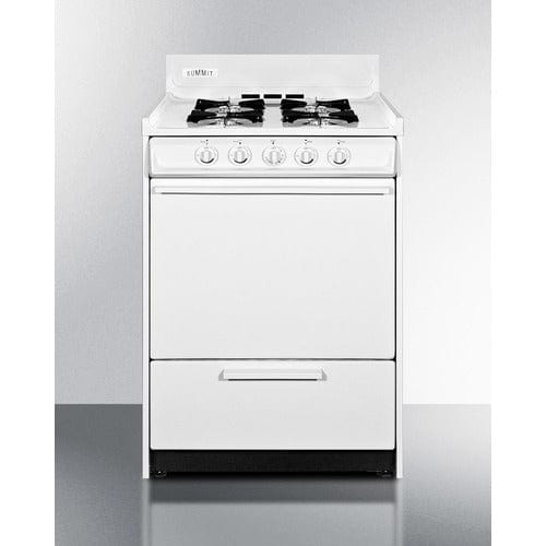 Summit Natural Gas Range/Stove Summit 24" Wide Natural Gas Range, Battery Ignition (White) Model WNM610P