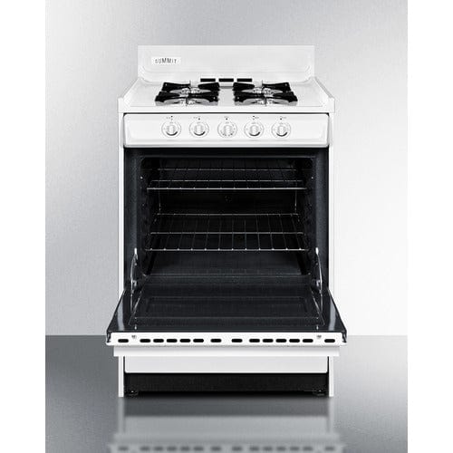 Summit Natural Gas Range/Stove Summit 24&quot; Wide Natural Gas Range, Battery Ignition (White) Model WNM610P