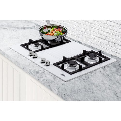 Summit Gas Cooktop Summit 30&quot; Wide 4-Burner Natural Gas Cooktop (White) GC431W