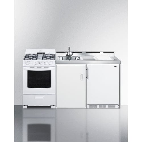 Summit Prefabricated Kitchens &amp; Kitchenettes Summit 72&quot; Wide All-in-One Kitchenette with Gas Range ACK72GASW