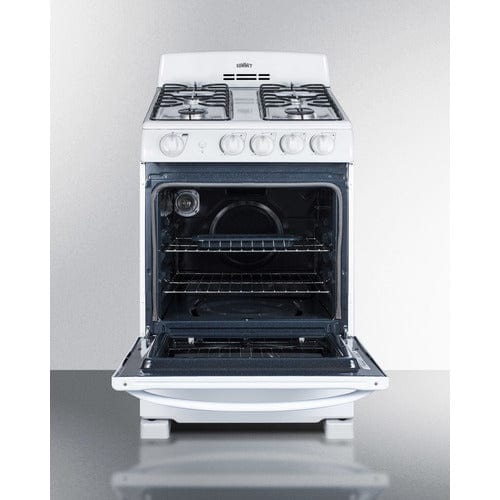 Summit Natural Gas Range/Stove Summit  RG244WS 24&quot; Electronic Spark Ignition Gas Range with 4 Sealed Variable Burners White