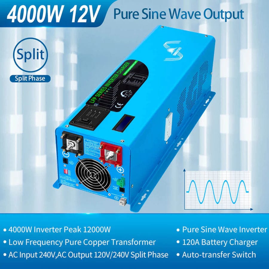 Sungold Power Solar Charge Controllers and Inverters 4000W DC 12V Split Phase Pure Sine Wave Inverter With Charger - Free Shipping!