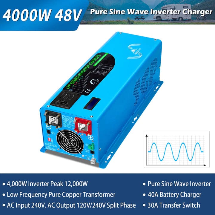 Sungold Power Solar Charge Controllers and Inverters 4000W DC 48V Split Phase Pure Sine Wave Inverter With Charger Ul1741 Standard- Free Shipping!