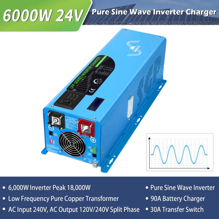 Sungold Power Solar Charge Controllers and Inverters 6000W DC 24V Split Phase Pure Sine Wave Inverter With Charger - Free Shipping!