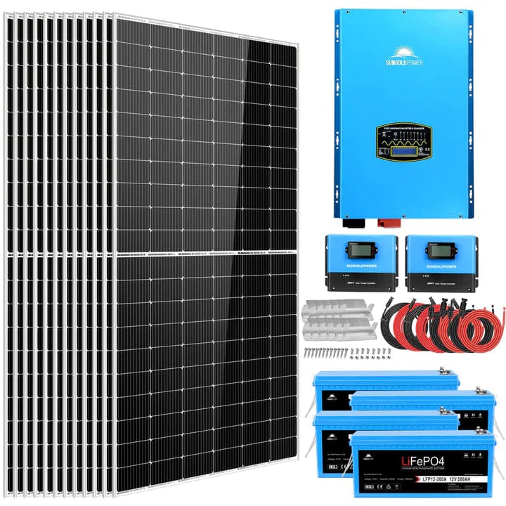 Sungold Power Complete Off Grid Solar Kit 12000W 48V 120V/240V Output 10.24kwh Lithium Battery 5400 Watt Solar Panel SGK-12MAX - Free Shipping!