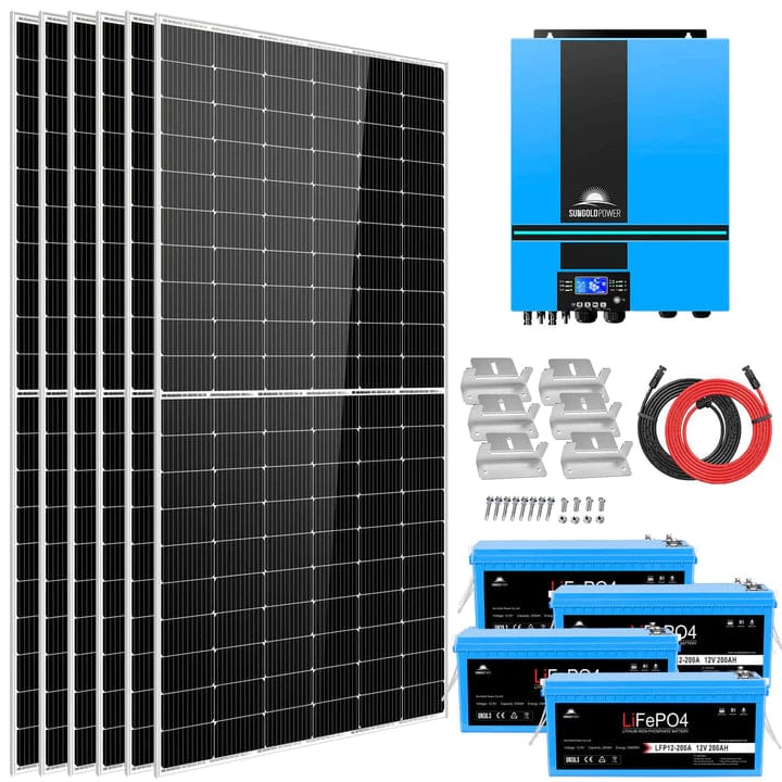 Sungold Power Complete Off Grid Solar Kit 6500W 48V 120V Output 10.24KWH Lithium Battery 2700 Watt Solar Panel SGK-65PRO - Free Shipping!