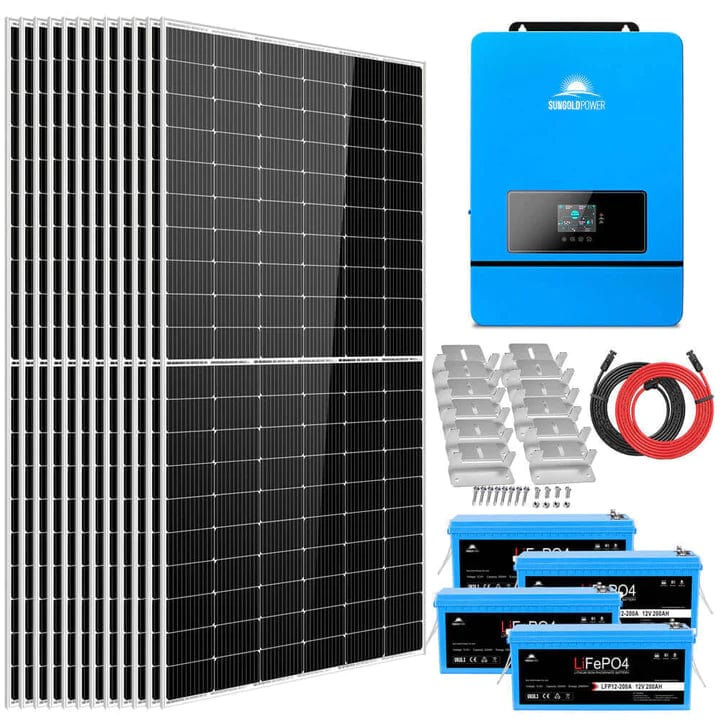 Sungold Power Complete Off Grid Solar Kit 8000W 48V 120V240V Output 10.24KWH Lithium Battery 5400 Watt Solar Panel SGK-8MAX - Free Shipping!