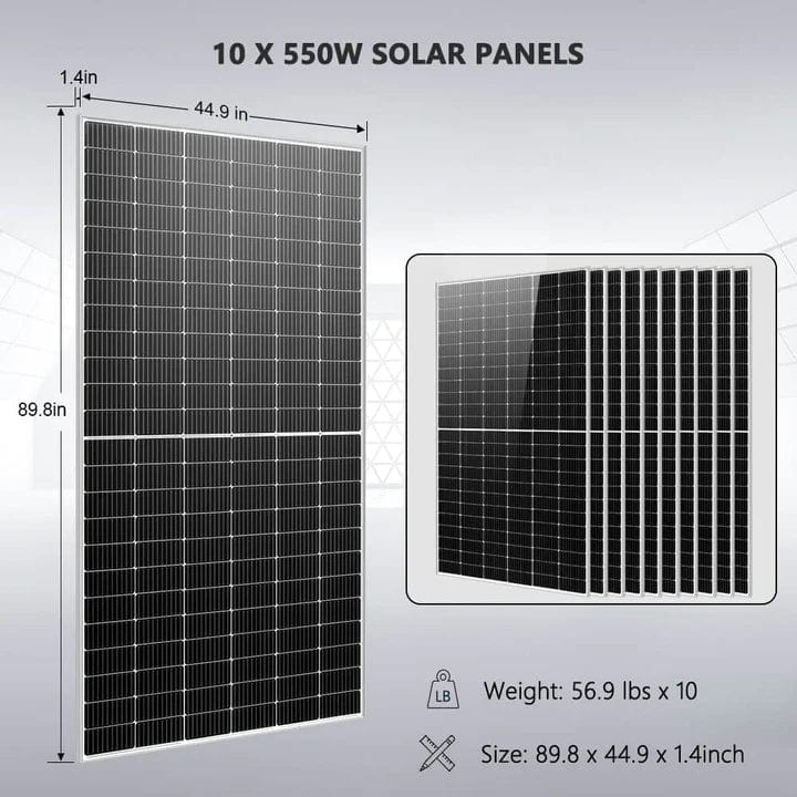 Sungold Power Off Grid Solar Kit 10 X 550 Watts Solar Panels 4 X 5.12kwh Powerwall Lithium Battery 10kw Solar Inverter 48vdc 120v/240v Sgm-10k20 - Free Shipping!