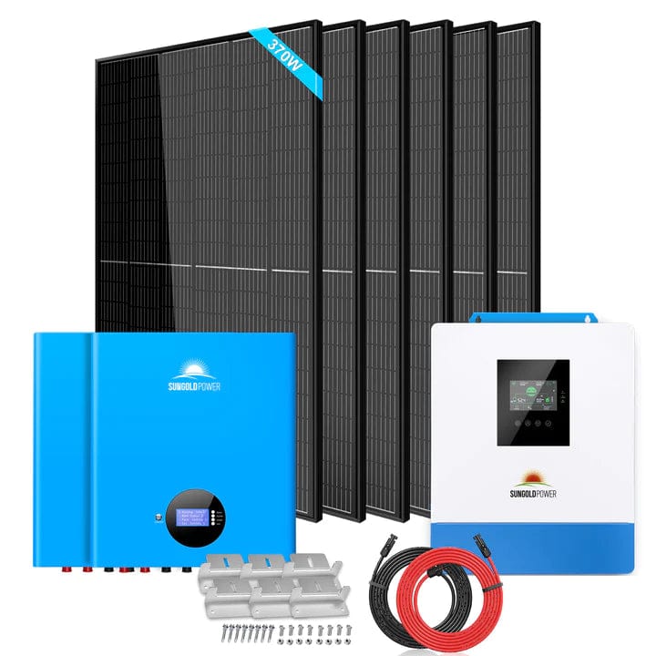 Sungold Power Off-Grid Solar Kit 5000W 48VDC 120V 10.24KWH Powerwall Lithium Battery 6 X 370 Watts Solar Panels SGM-5K10M - Free Shipping!