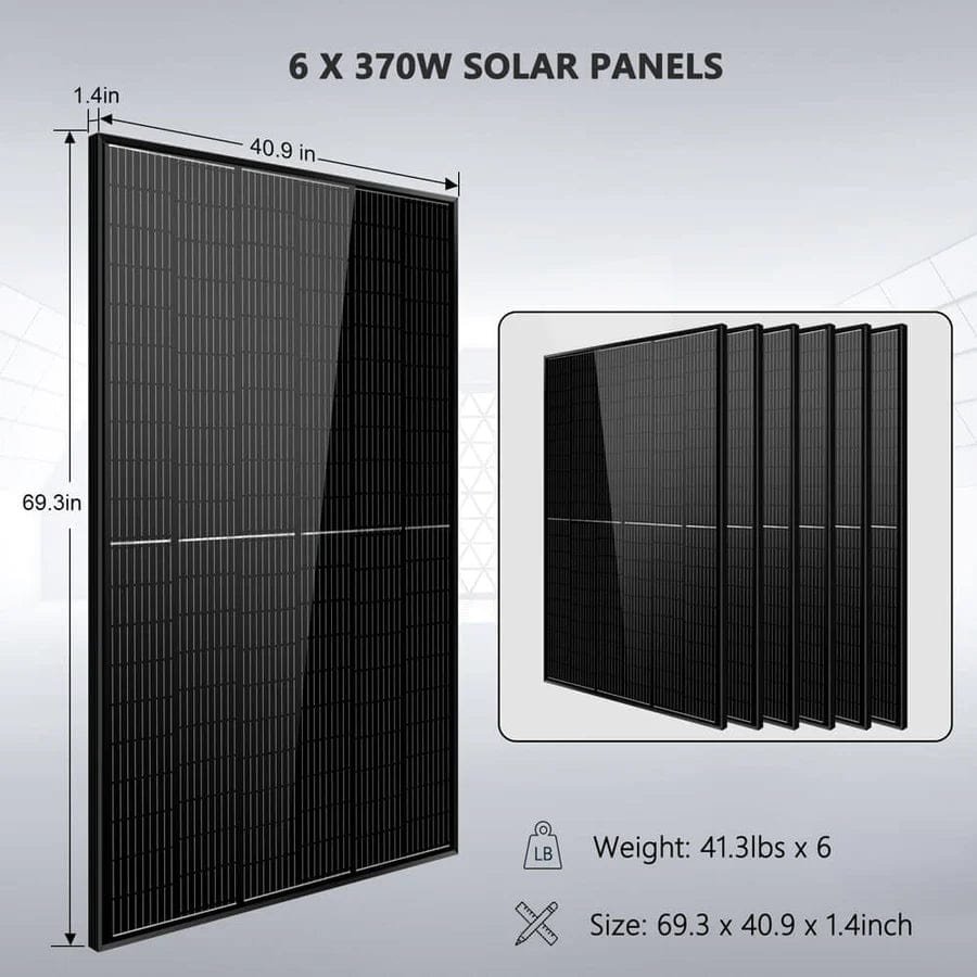 Sungold Power Off-Grid Solar Kit 5000W 48VDC 120V 10.24KWH Powerwall Lithium Battery 6 X 370 Watts Solar Panels SGM-5K10M - Free Shipping!