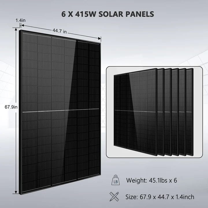 Sungold Power Off-Grid Solar Kit 5000w 48vdc 120v Lifepo4 10.24kwh Lithium Battery 6 X 415 Watts Solar Panels Sgr-5ke