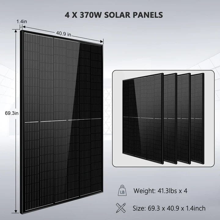 Sungold Power Off-Grid Solar Kit 6500w 48vdc 120vac 5.12kwh Powerwall Lithium Battery 4 X 370 Watts Solar Panels Sgm-655m - Free Shipping!