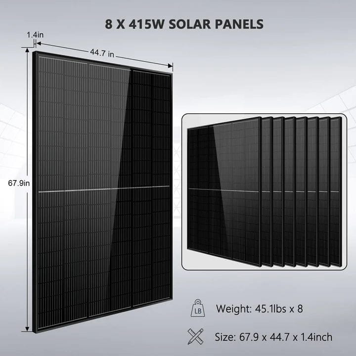 Sungold Power Off-Grid Solar Kit 8000W 48VDC 120V/240V LifePO4 10.24KWH Lithium Battery 8 X 415 Watts Solar Panels SGR-8K10E