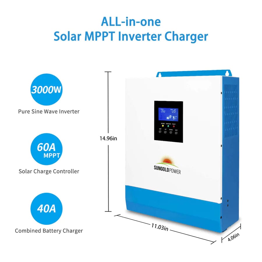 Sungold Power Solar Kit 3000W 24V Inverter 120V Output Lithium Battery 800 Watt Solar Panel SGKT-3PRO - Free Shipping!