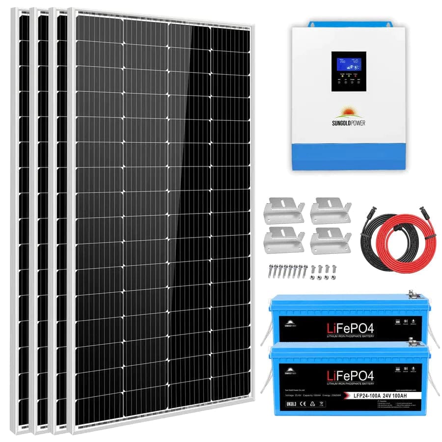 Sungold Power Solar Kit 5000W 48V 120V Output 10.24KWH Lithium Battery 2700 Watt Solar Panel Sgk-5pro
