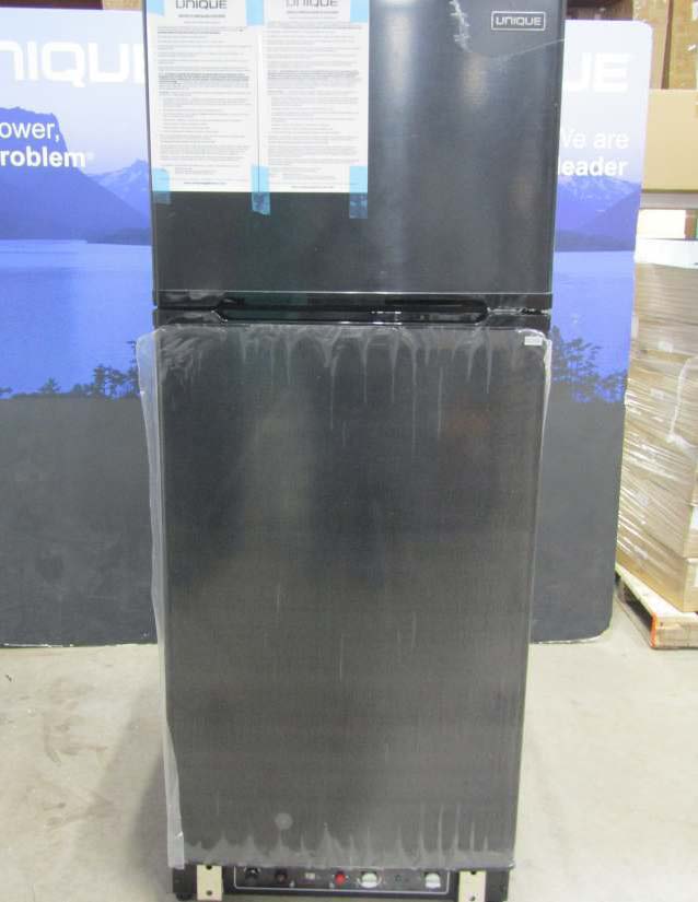 Unique Scratch and Dent or Pre-Owned Off-Grid Appliances New Scratch &amp; Dent Unique 14 cu/ft Propane Refrigerator Dual Power (Propane or 110v AC Backup) CSA Certified in Black UGP-14C SM B Serial #2942